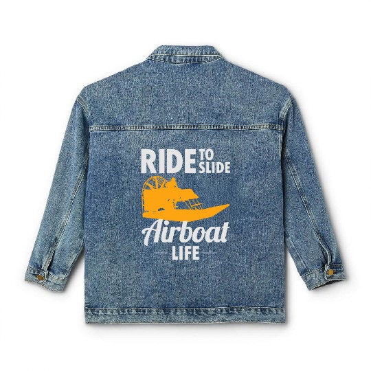 Airboat Fanboat Airboating Swamp boat Race Ride Classic Women's Denim Jackets