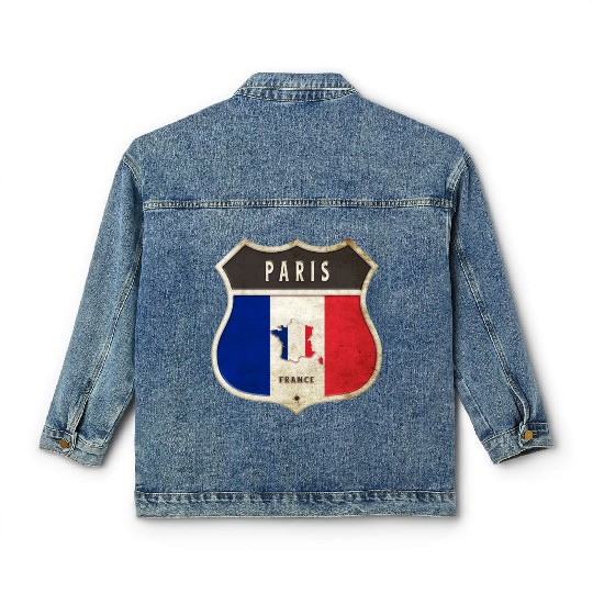 Paris France coat of arms flags design Classic Women's Denim Jackets