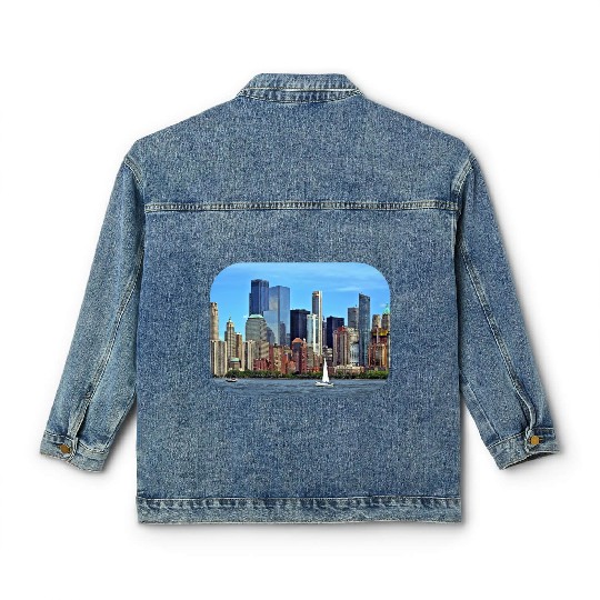 Manhattan NY – Sailboat By Manhattan Skyline Classic Women's Denim Jackets