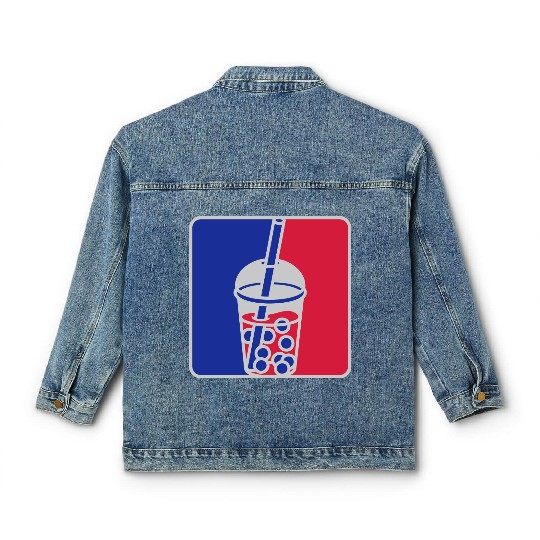 Red blue bubble tea Classic Women's Denim Jackets
