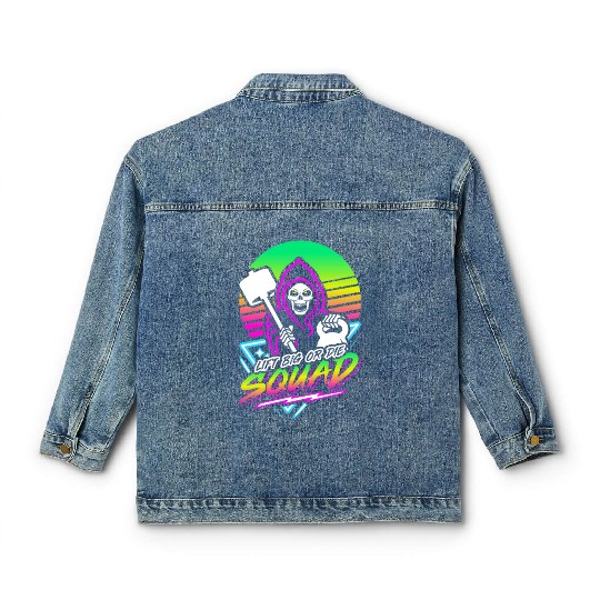 Lift Big Or Die Squad (Gym Reaper) Retro Neon Classic Women's Denim Jackets