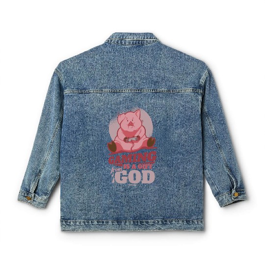 Pig animal piglet farm funny gift Classic Women's Denim Jackets