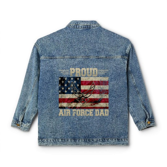 Proud Air Force Dad Veteran Us Flag Classic Women's Denim Jackets