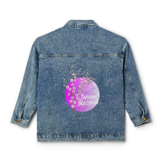 Japan Sakura Blossom Colorful Classic Women's Denim Jackets