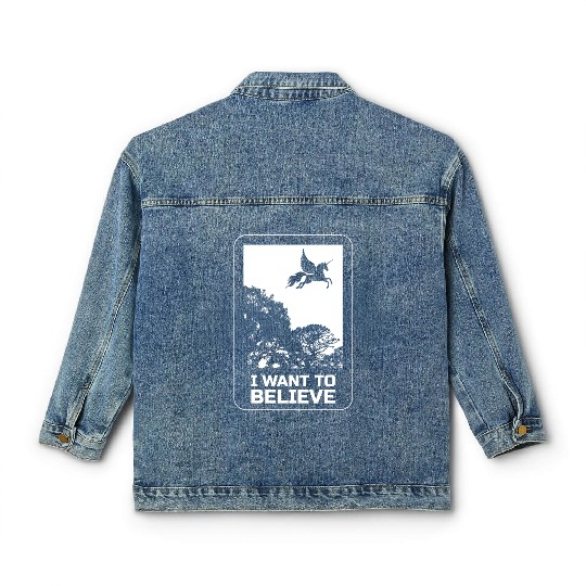 Unicorn "I Want To Believe" UAP Outfit Alien Ufo Classic Women's Denim Jackets