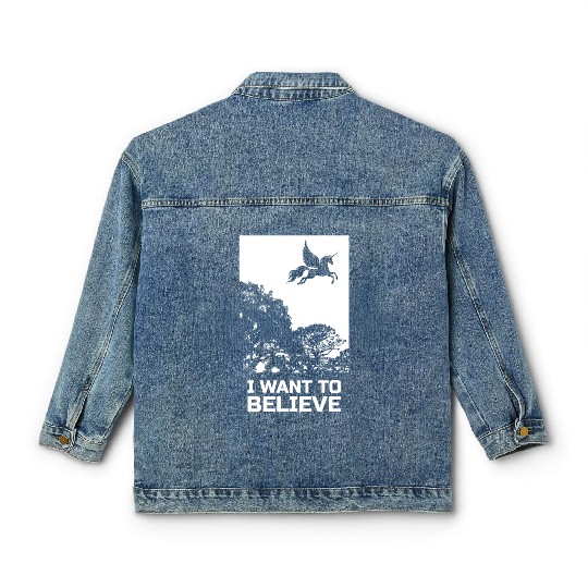 Unicorn I Want To Believe UAP Outfit Alien Ufo Classic Women's Denim Jackets