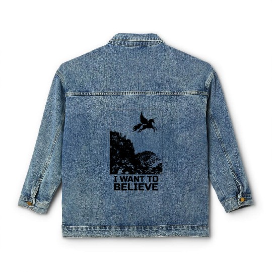 Unicorn "I Want To Believe" UAP Outfit Alien Ufo Classic Women's Denim Jackets