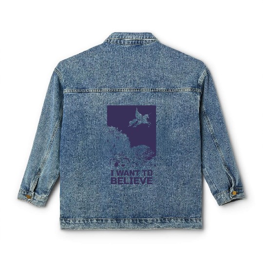 Unicorn "I Want To Believe" UAP Outfit Alien Ufo Classic Women's Denim Jackets