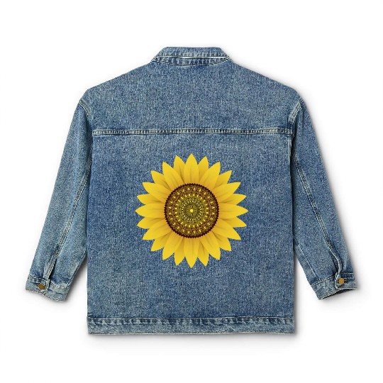 Golden Sunflower Mandala Classic Women's Denim Jackets