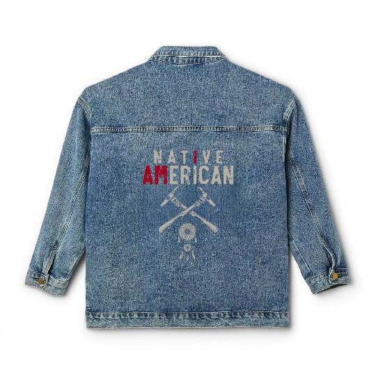 Native American Axe Traditional Dreamcatcher Feath Classic Women's Denim Jackets