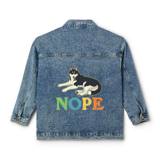 Nope Lazy Siberian Husky Dog Lover Classic Women's Denim Jackets