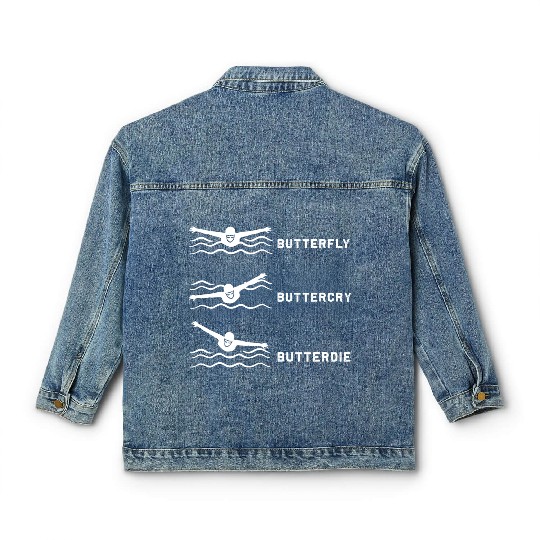 Swimmer Butterfly Swim Swimming Classic Women's Denim Jackets