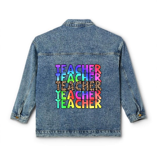 Teacher, colorful. Leopard Classic Women's Denim Jackets