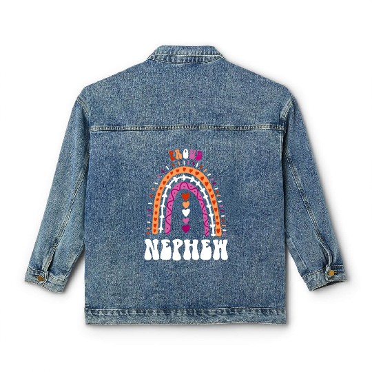 Proud Nephew Lesbian Pride Boho Rainbow Classic Women's Denim Jackets