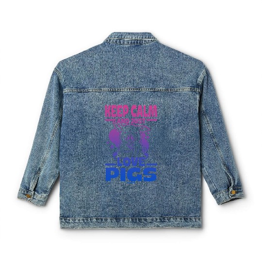 Pig animal piglet farm funny gift Classic Women's Denim Jackets