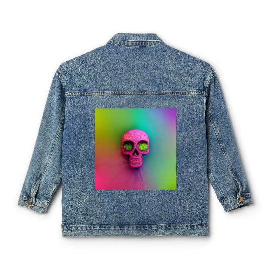 budsack neon neon mexican holiday skull day Classic Women's Denim Jackets