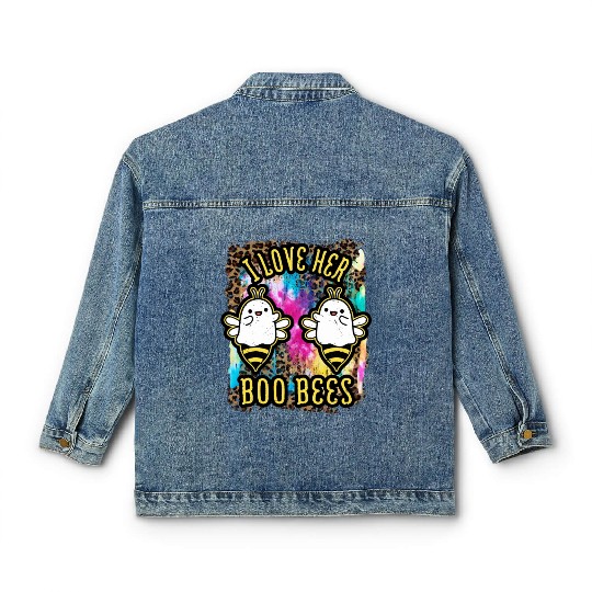 Halloween I love her Boo Bees Tie Dye Classic Women's Denim Jackets