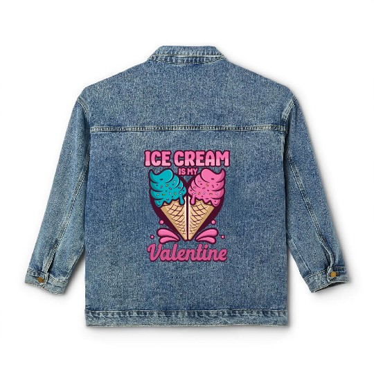 Ice Cream Valentines Day Cone Classic Women's Denim Jackets