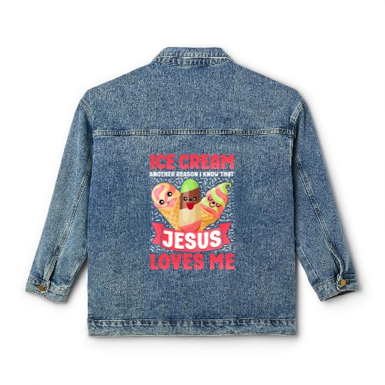 Ice Cream Christian Jesus Cone Classic Women's Denim Jackets