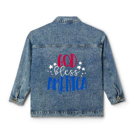 God Bless America Patriotic American 4th of Julygo Classic Women's Denim Jackets