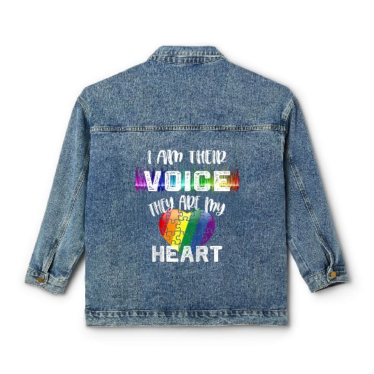 Autism Teacher I Am Their Voice They Are My Heart Classic Women's Denim Jackets