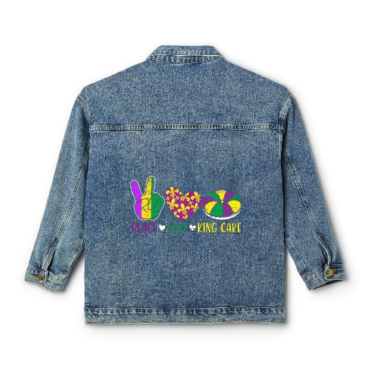Peace Love King Cake Classic Women's Denim Jackets