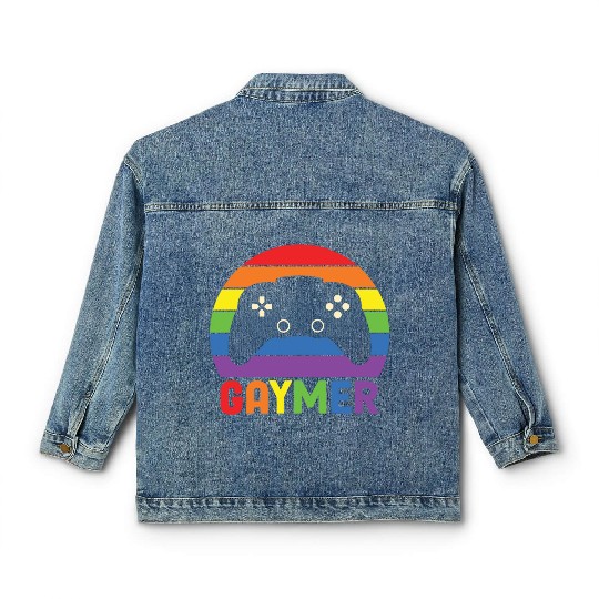 LBGT Flag Gay Pride Human Gaymer Gamer Classic Women's Denim Jackets