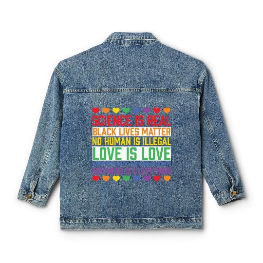LBGT Flag Gay Pride Human Science is Real Classic Women's Denim Jackets