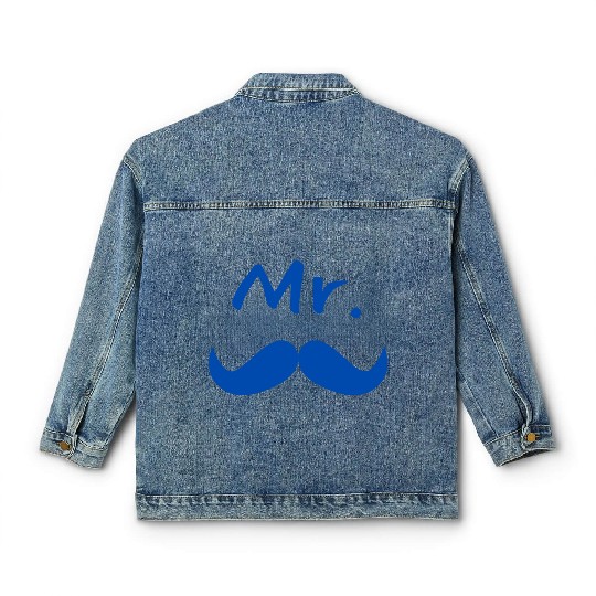 Mr & Mrs. Mustache Lips Matching Couple Classic Women's Denim Jackets