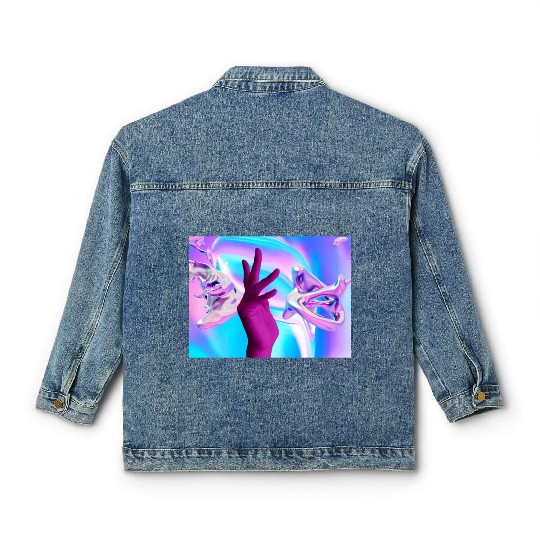 Holographic mystical Aesthetic hand Classic Women's Denim Jackets