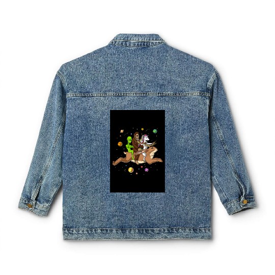 Alien Bigfoot Unicorn Riding Jackalope Classic Women's Denim Jackets