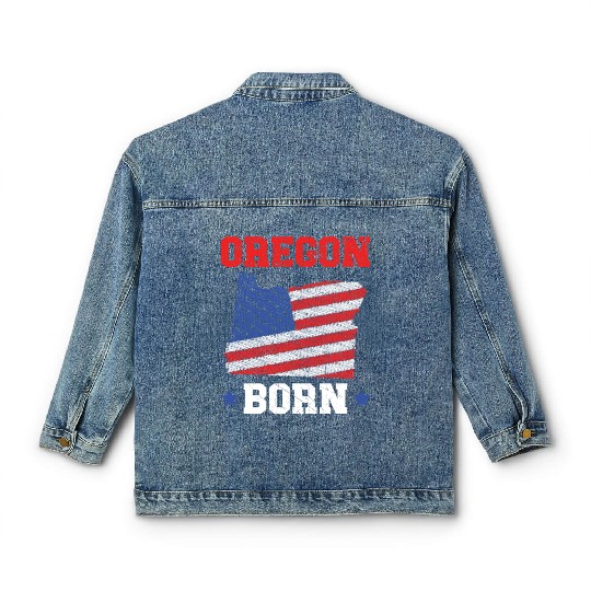Oregon Born USA America Oregonians Travel Tourist Classic Women's Denim Jackets