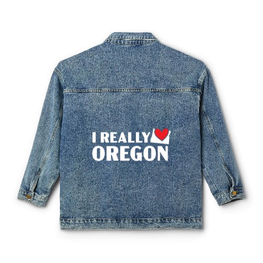 I Really Love Oregon USA America Oregonians Classic Women's Denim Jackets