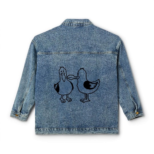 2 funny seagull friends Classic Women's Denim Jackets