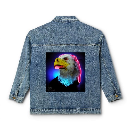 i love america neon bright lightsamerican eagle Classic Women's Denim Jackets
