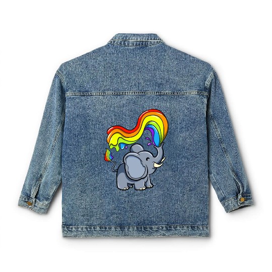 Elephant LGBTQ Gay Pride Rainbow Flag LGBT Classic Women's Denim Jackets