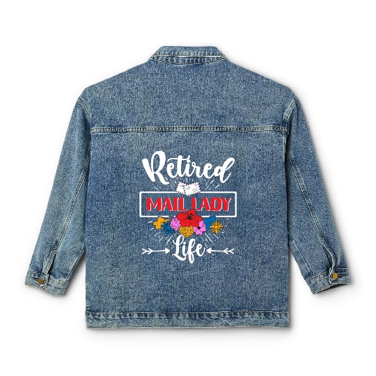 Retired Postal Worker Gifts Retirement Mail Lady Classic Women's Denim Jackets
