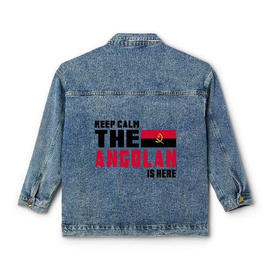 Keep calm Angola flag design Classic Women's Denim Jackets