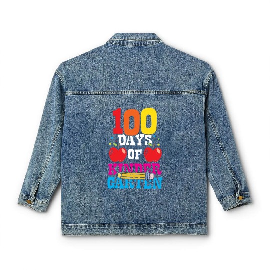 100 Days Of Kindergarten Sweet Cute Sayings Team Classic Women's Denim Jackets