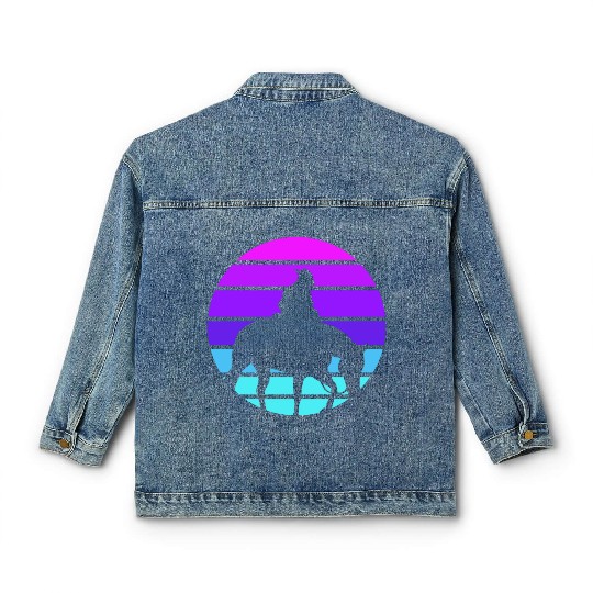 Synthwave Cowboy Horse Wrangler Gift Classic Women's Denim Jackets