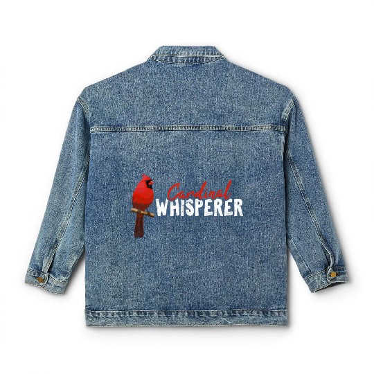Cardinal Whisperer Northern Cardinal Bird Red Card Classic Women's Denim Jackets