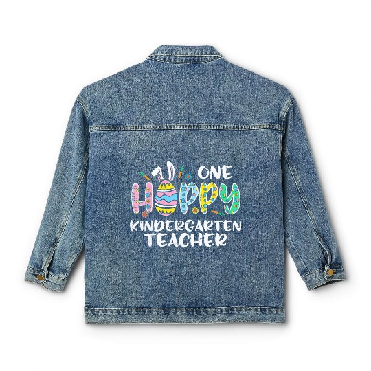 One Hoppy Kindergarten Teacher Classic Women's Denim Jackets