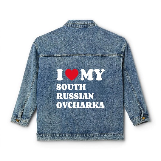 I Love My South Russian Ovcharka Classic Women's Denim Jackets