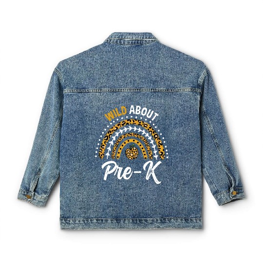 Wild About Pre-K Teacher Rainbow Classic Women's Denim Jackets