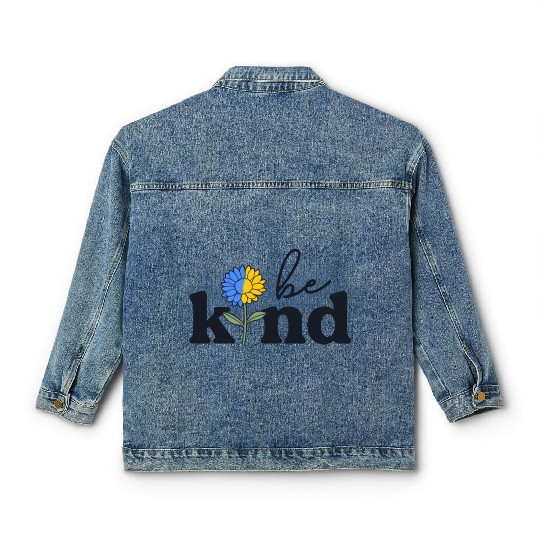 Be Kind Yellow Blue Sunflower World Down Syndrome Classic Women's Denim Jackets