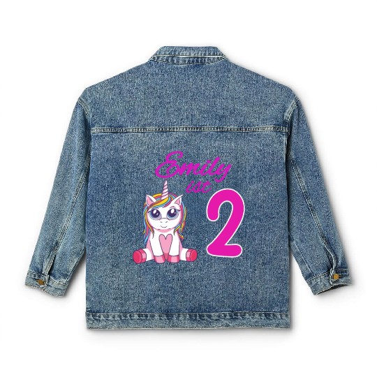 Children's Birthday Party 2 Years Girl Name Emily Classic Women's Denim Jackets