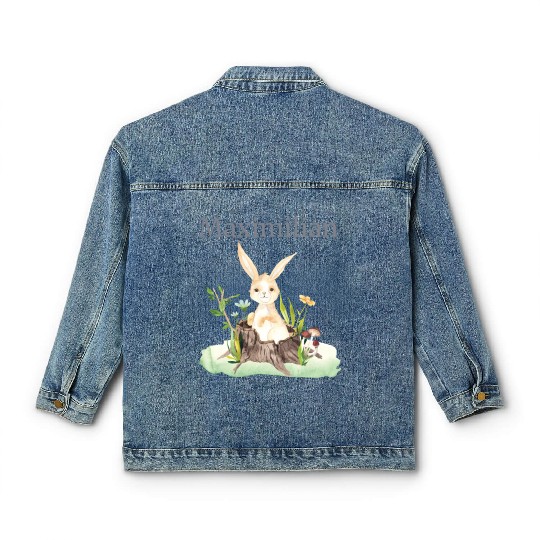 Waldtier Reh Hase Hedgehog Flowers Name Maximilian Classic Women's Denim Jackets