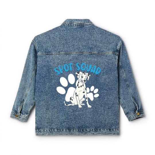 Spot Squad Paw Love Puppy Breeder Dalmatian Dog Classic Women's Denim Jackets