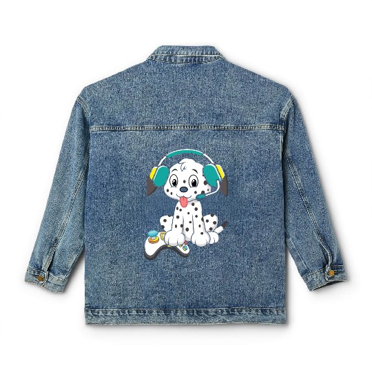 Video Game Player Paw Puppy Breeder Dalmatian Dog Classic Women's Denim Jackets