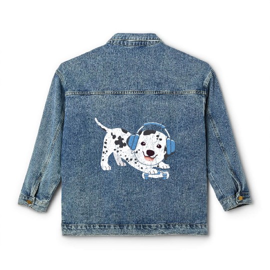 Video Game Player Paw Puppy Breeder Dalmatian Dog Classic Women's Denim Jackets